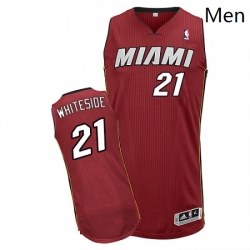 Mens Adidas Miami Heat 21 Hassan Whiteside Authentic Red Alternate NBA Jersey