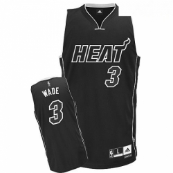 Mens Adidas Miami Heat 3 Dwyane Wade Authentic Black Shadow NBA Jersey