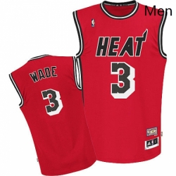 Mens Adidas Miami Heat 3 Dwyane Wade Authentic Red Hardwood Classics Nights NBA Jersey