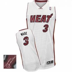 Mens Adidas Miami Heat 3 Dwyane Wade Authentic White Home Autographed NBA Jersey