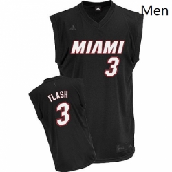 Mens Adidas Miami Heat 3 Dwyane Wade Swingman Black Flash Fashion NBA Jersey