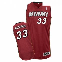 Mens Adidas Miami Heat 33 Alonzo Mourning Authentic Red Alternate NBA Jersey