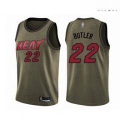 Mens Miami Heat 22 Jimmy Butler Swingman Green Salute to Service Basketball Jersey 