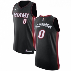 Mens Nike Miami Heat 0 Josh Richardson Authentic Black Road NBA Jersey Icon Edition