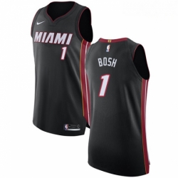 Mens Nike Miami Heat 1 Chris Bosh Authentic Black Road NBA Jersey Icon Edition