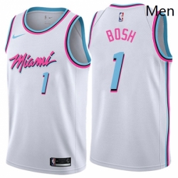 Mens Nike Miami Heat 1 Chris Bosh Swingman White NBA Jersey City Edition