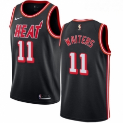 Mens Nike Miami Heat 11 Dion Waiters Authentic Black Black Fashion Hardwood Classics NBA Jersey