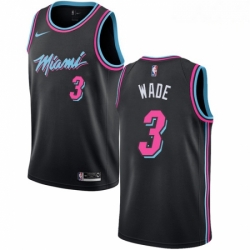 Mens Nike Miami Heat 3 Dwyane Wade Swingman Black NBA Jersey City Edition