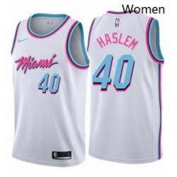 Womens Nike Miami Heat 40 Udonis Haslem Swingman White NBA Jersey City Edition