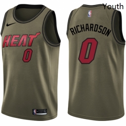 Youth Nike Miami Heat 0 Josh Richardson Swingman Green Salute to Service NBA Jersey