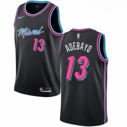 Youth Nike Miami Heat 13 Edrice Adebayo Swingman Black NBA Jersey City Edition 