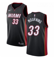 Youth Nike Miami Heat 33 Alonzo Mourning Swingman Black Road NBA Jersey Icon Edition