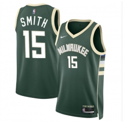 Men Milwaukee Bucks 15 Tyler Smith Green 2024 Draft Icon Edition Stitched Basketball Jersey