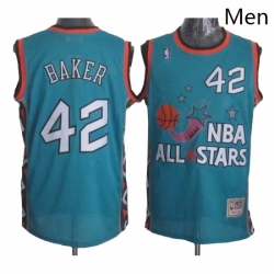 Mens Mitchell and Ness Milwaukee Bucks 42 Vin Baker Authentic Light Blue 1996 All Star Throwback NBA Jersey