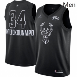 Mens Nike Jordan Milwaukee Bucks 34 Giannis Antetokounmpo Swingman Black 2018 All Star Game NBA Jersey