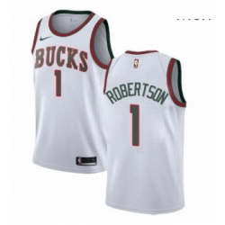 Mens Nike Milwaukee Bucks 1 Oscar Robertson Swingman White Fashion Hardwood Classics NBA Jersey