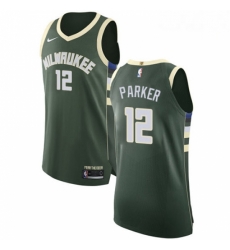 Mens Nike Milwaukee Bucks 12 Jabari Parker Authentic Green Road NBA Jersey Icon Edition