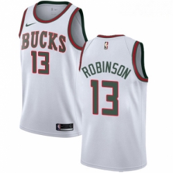 Mens Nike Milwaukee Bucks 13 Glenn Robinson Authentic White Fashion Hardwood Classics NBA Jersey 