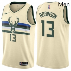 Mens Nike Milwaukee Bucks 13 Glenn Robinson Swingman Cream NBA Jersey City Edition 