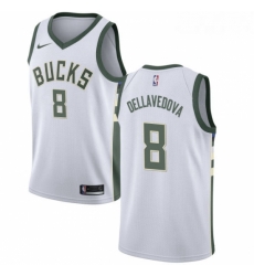 Mens Nike Milwaukee Bucks 8 Matthew Dellavedova Authentic White Home NBA Jersey Association Edition 