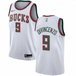 Mens Nike Milwaukee Bucks 9 Donte DiVincenzo Swingman White Fashion Hardwood Classics NBA Jersey 