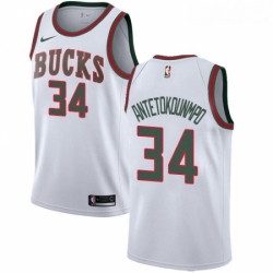 Womens Nike Milwaukee Bucks 34 Giannis Antetokounmpo Swingman White Fashion Hardwood Classics NBA Jersey