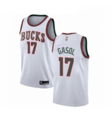 Youth Milwaukee Bucks 17 Pau Gasol Swingman White Fashion Hardwood Classics Basketball Jersey 