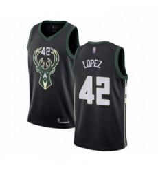 Youth Milwaukee Bucks 42 Robin Lopez Swingman Black Basketball Jersey Statement Edition 