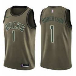 Youth Nike Milwaukee Bucks 1 Oscar Robertson Swingman Green Salute to Service NBA Jersey