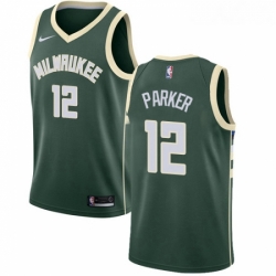 Youth Nike Milwaukee Bucks 12 Jabari Parker Swingman Green Road NBA Jersey Icon Edition