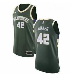 Youth Nike Milwaukee Bucks 42 Vin Baker Authentic Green Road NBA Jersey Icon Edition