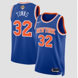 Men New Yok Knicks  32 Karl Anthony Blue 2026 Finals Patch Icon Edition Stitched Basketball Jersey