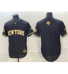 Men New Yok Knicks Blank Black Gold 2026 Finals Patch Stitched Baseball Jersey