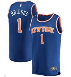 Men New York Knicks #1 Mikal Bridges Blue Stitched NBA Jersey Icon Edition