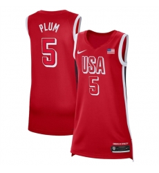 Men USA Basketball 5 Kelsey Plum Red 2024 Swingman Stitched Jersey 625