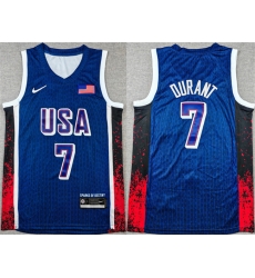 Men USA Basketball 7 Kevin Durant Navy 2024 Olympics Stitched Jersey