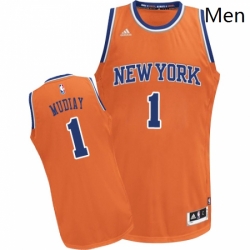 Mens Adidas New York Knicks 1 Emmanuel Mudiay Swingman Orange Alternate NBA Jersey 