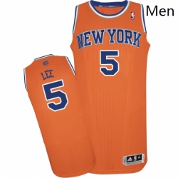 Mens Adidas New York Knicks 5 Courtney Lee Authentic Orange Alternate NBA Jersey