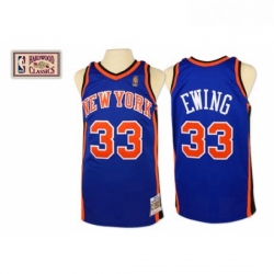 Mens Mitchell and Ness New York Knicks 33 Patrick Ewing Authentic Royal Blue Throwback NBA Jersey