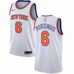 Mens Nike New York Knicks 6 Kristaps Porzingis Swingman White NBA Jersey Association Edition 