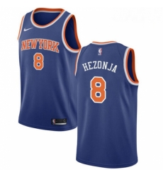 Mens Nike New York Knicks 8 Mario Hezonja Swingman Royal Blue NBA Jersey Icon Edition 