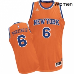 Womens Adidas New York Knicks 6 Kristaps Porzingis Swingman Orange Alternate NBA Jersey 