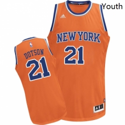 Youth Adidas New York Knicks 21 Damyean Dotson Swingman Orange Alternate NBA Jersey 