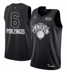 Youth Nike Jordan New York Knicks 6 Kristaps Porzingis Swingman Black 2018 All Star Game NBA Jersey 