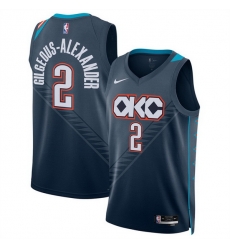 Men Oklahoma City Thunder 2 Shai Gilgeous Alexander Navy 2025 26 City Edition Stitched Basketball Jersey