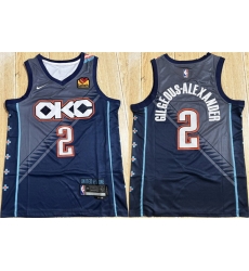 Men Oklahoma City Thunder 2 Shai Gilgeous Alexander Navy Stitched Basketball Jersey