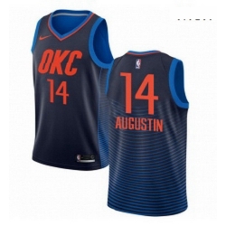 Mens Nike Oklahoma City Thunder 14 DJ Augustin Authentic Navy Blue NBA Jersey Statement Edition