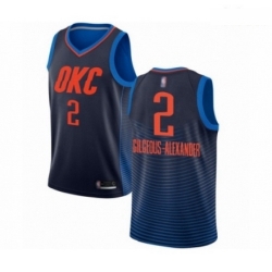 Mens Oklahoma City Thunder 2 Shai Gilgeous Alexander Swingman Navy Blue Basketball Jersey Statement Edition 