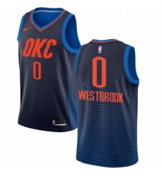 Womens Nike Oklahoma City Thunder 0 Russell Westbrook Authentic Navy Blue NBA Jersey Statement Edition