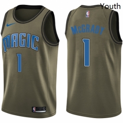 Youth Nike Orlando Magic 1 Tracy Mcgrady Swingman Green Salute to Service NBA Jersey